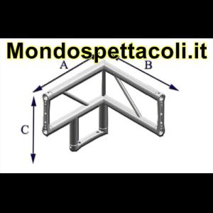 P25L - Angolo sezione piana da 25cm Angolo 90° a 3 vie