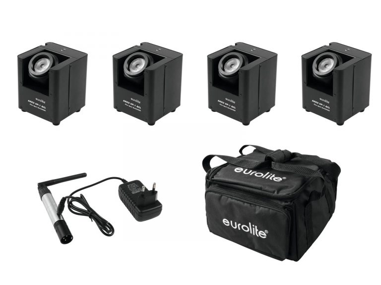 EUROLITE Set 4x AKKU UP-1 + SB-4 Soft-Bag + QuickDMX Wireless tr