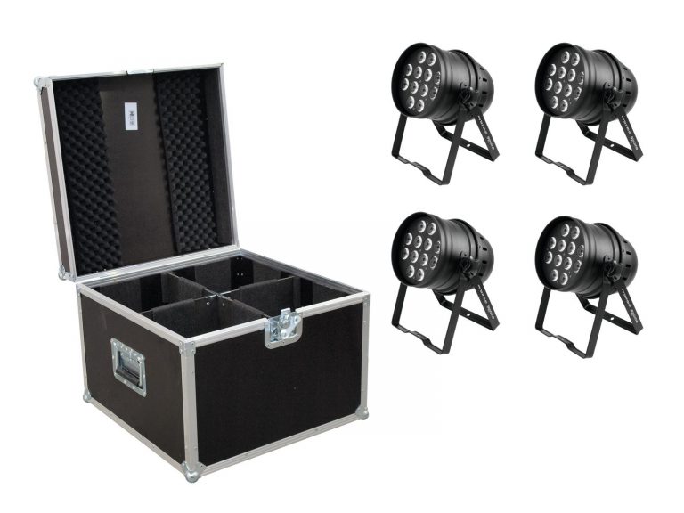 EUROLITE Set 4x LED PAR-64 HCL 12x10W bk + Case