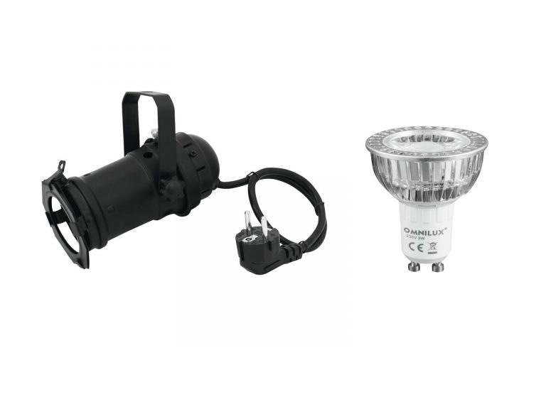 EUROLITE Set PAR-16 Spot bk + GU-10 230V COB 1x3W LED 2700K