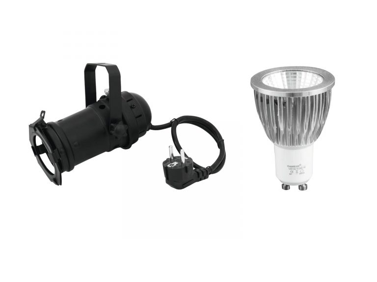 EUROLITE Set PAR-16 Spot bk + GU-10 230V COB 7W 3000K