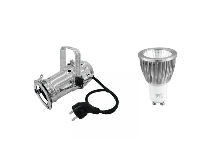 EUROLITE Set PAR-16 Spot sil + GU-10 230V COB 7W 3000K