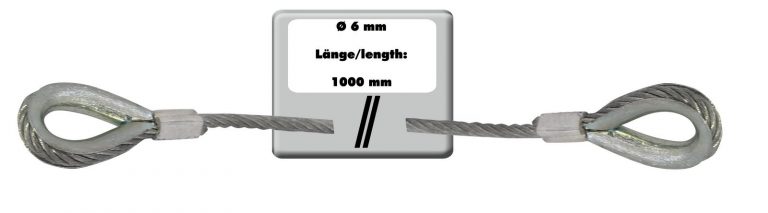 EUROLITE Steel Rope 1000x6mm silver with Thimble