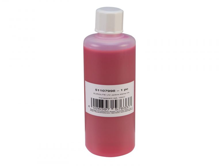 EUROLITE UV-active Stamp Ink, transparent red, 100ml