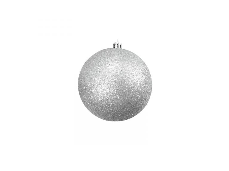 EUROPALMS Deco Ball 10cm, silver, glitter 4x