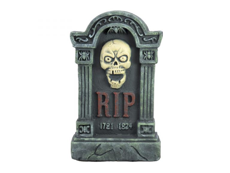 EUROPALMS Halloween tombstone with skull, 56cm