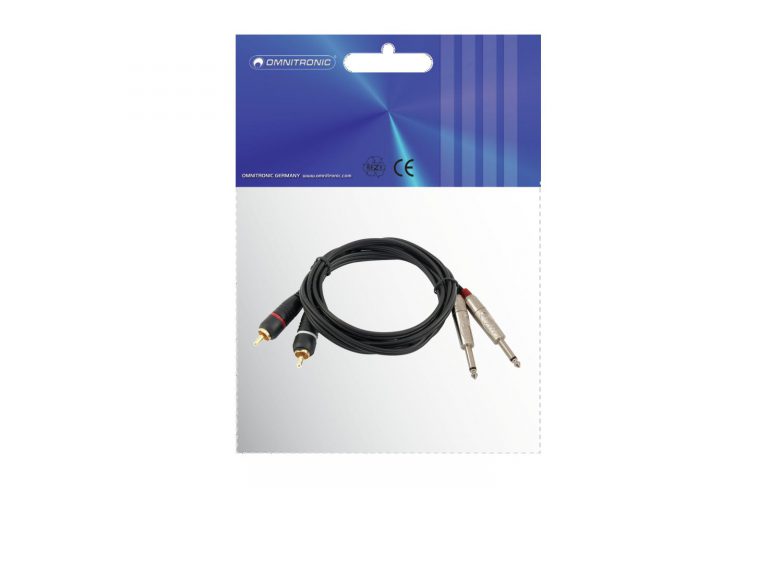 OMNITRONIC Adaptercable 2xJack/2xRCA 1m bk