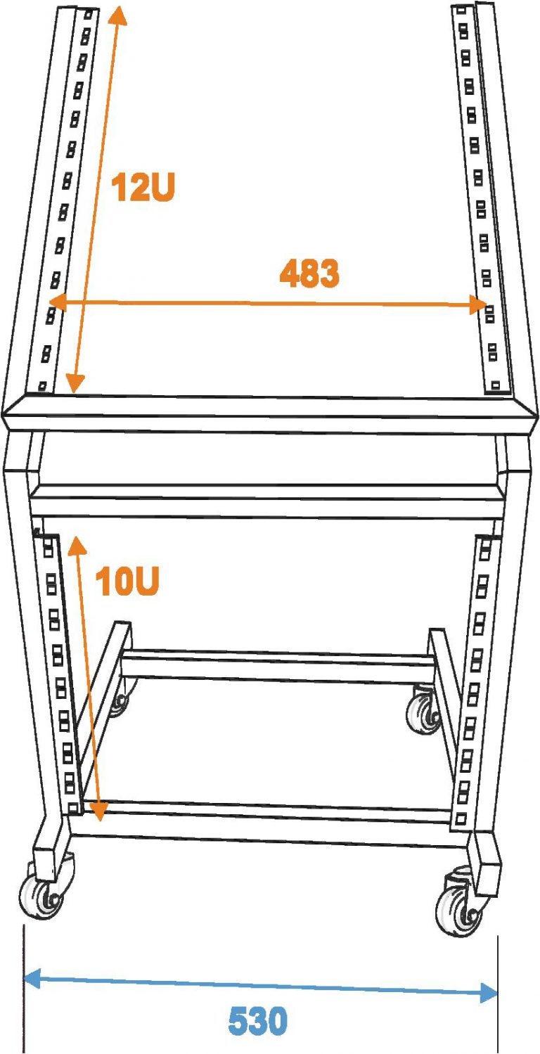 OMNITRONIC Rack Stand 12U/10U adjustable on Wheels