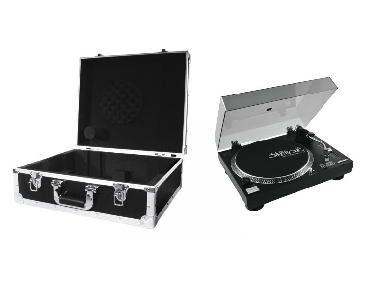 OMNITRONIC Set DD-2520 USB Turntable bk + Case black -S-