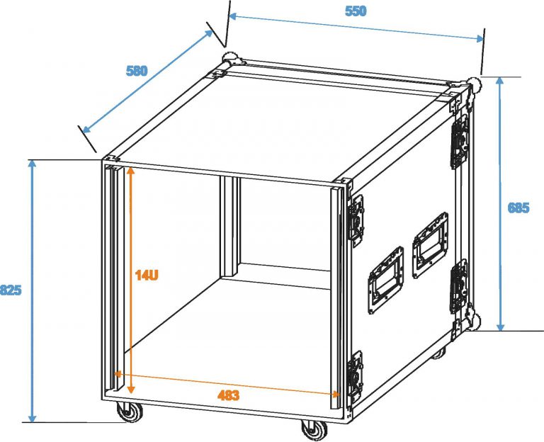 ROADINGER Amplifier Rack PR-2, 14U, 47cm with wheels