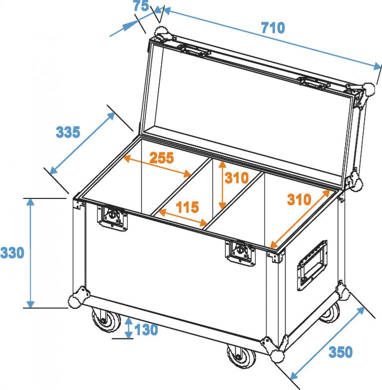 ROADINGER Flightcase 2x TMH-30/40/60 with wheels