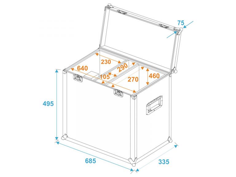 ROADINGER Flightcase 2x TSL-750/TSL-1200