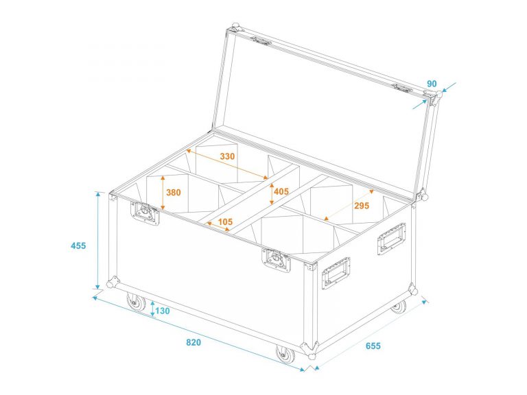 ROADINGER Flightcase 4x LED THA-100F/THA-120PC with wheels