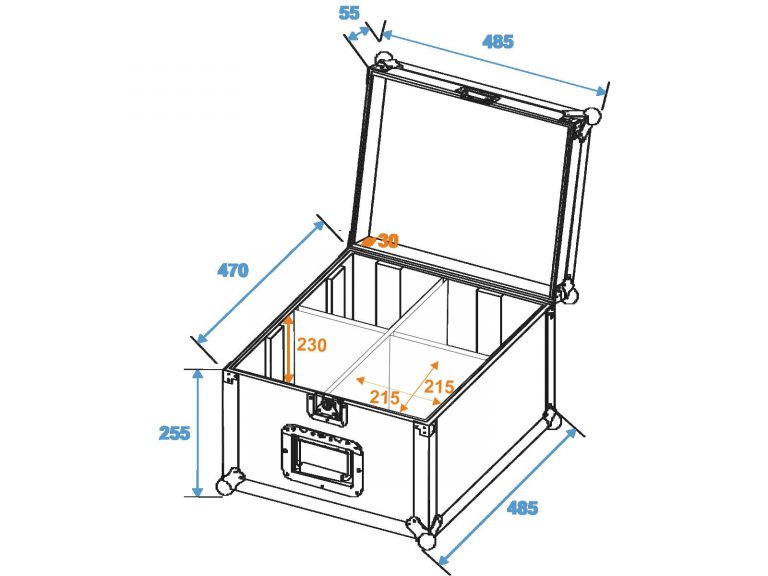 ROADINGER Flightcase 4x PAR-56 Spot short