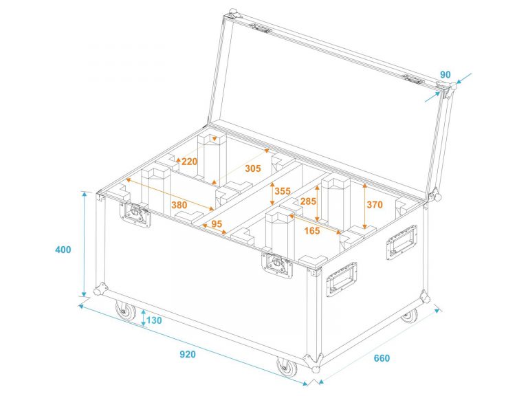 ROADINGER Flightcase 4x TMH FE-1800 with wheels