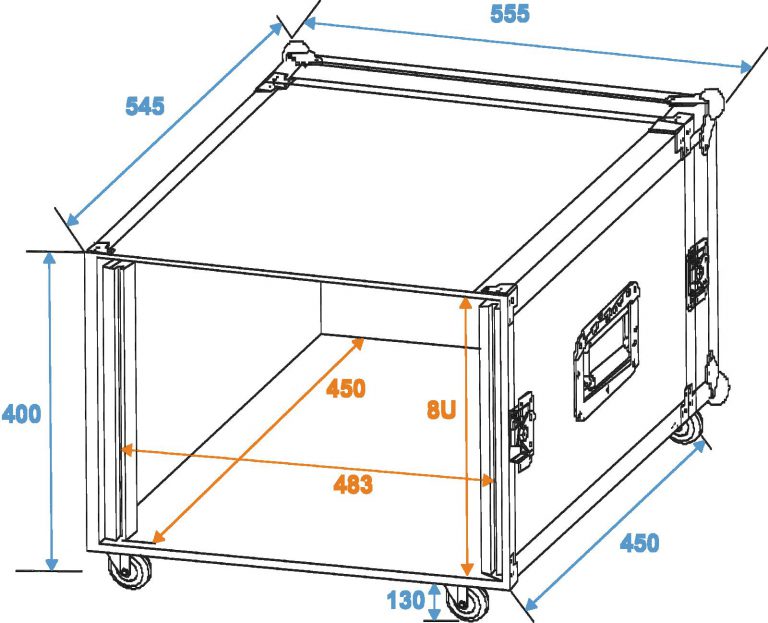 ROADINGER Rack Profi 8U 45cm with wheels