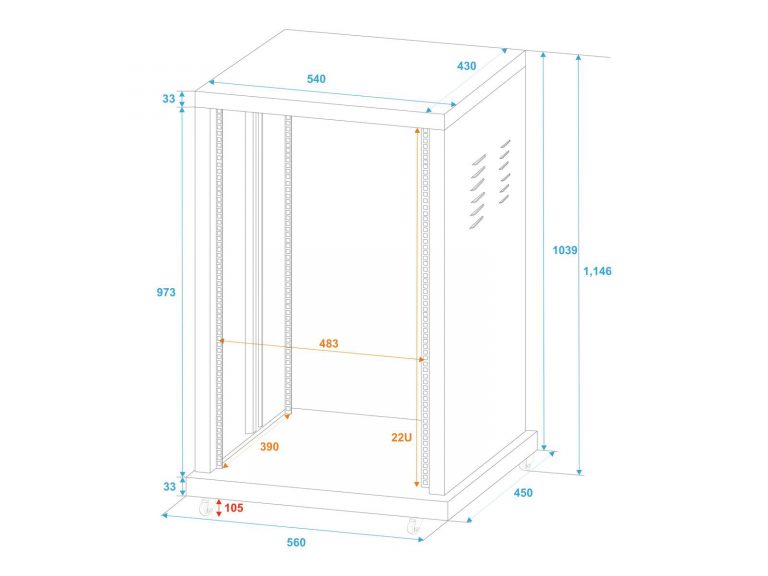 ROADINGER Steel Rack SR-19, 22U