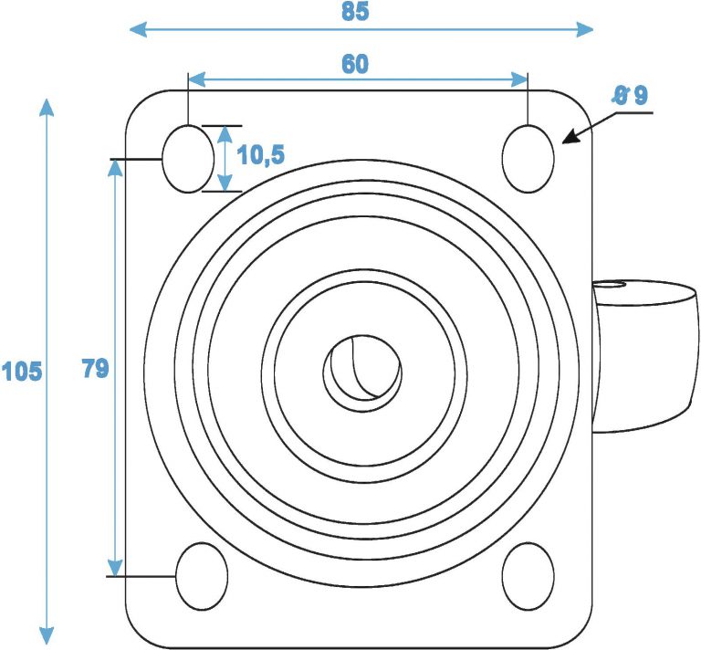 ROADINGER Swivel Castor 100mm blue shielded bearing