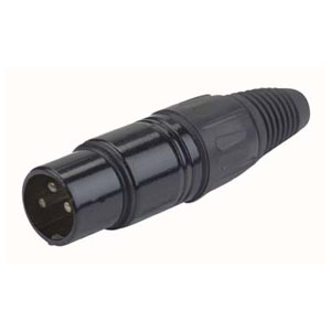 XLR 3p. Connector Male, Black housing Cappuccio finale nero