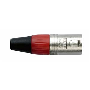 XLR 3p. Connector Male, Nickel housing Cappuccio finale rosso