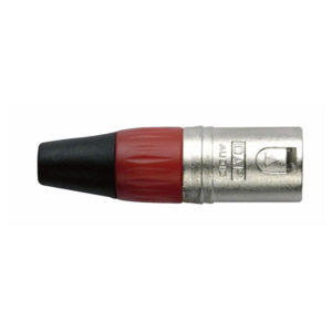 XLR 3p. Connector Male, Nickel housing Cappuccio finale rosso