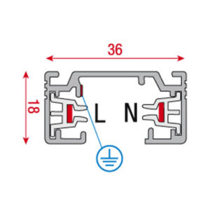 1-Phase Track 1000 mm Argento - (RAL9006)