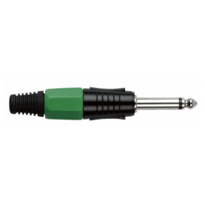 6.3 mm Jackplug Mono, Black housing Cappuccio finale verde