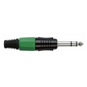 6.3 mm Jackplug Stereo, Black housing Cappuccio finale verde