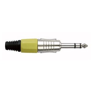 6.3 mm Jackplug Stereo, Nickel housing Cappuccio finale giallo