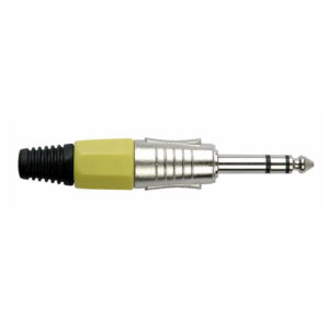 6.3 mm Jackplug Stereo, Nickel housing Cappuccio finale giallo