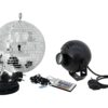 EUROLITE Mirror Ball Set 20cm with LED RGB Spot RC