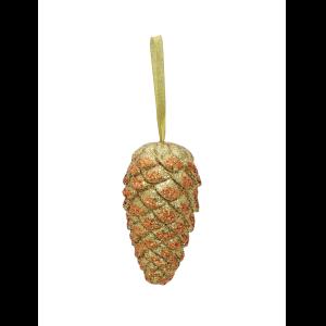 EUROPALMS Pinecone hanger, glitter, gold, 18cm