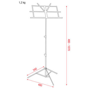 Eco Music Stand Acciaio 480-1.070 mm