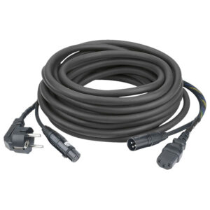 FP08 - Schuko/XLR F - IEC/XLR M 10 m Audio / Alimentazione, rivestimento nero