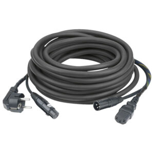 FP08 - Schuko/XLR F - IEC/XLR M 15 m Audio / Alimentazione, rivestimento nero