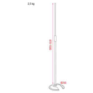 Microphone pole with counterweight 870-1.500 mm