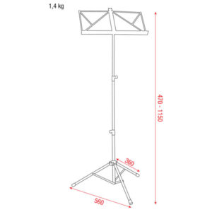 Music Stand incl bag Acciaio 470-1.150 mm