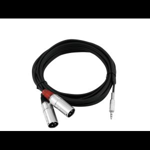 OMNITRONIC Adaptercable 3.5 Jack/2xXLR(M) 3m bk