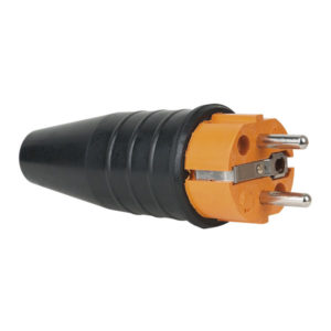 Rubber Schuko 230V/240V CEE7/VII Connector Male Arancione