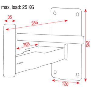 Speaker Wall Bracket 35mm Carico massimo 25 Kg