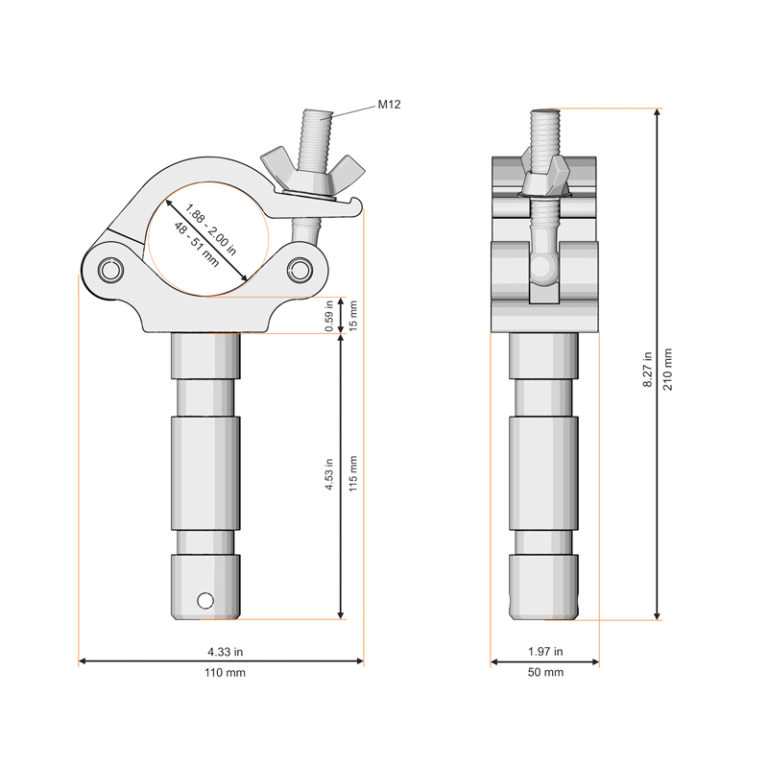 50mm Half Coupler With 28mm Spigot (Big Ben)