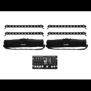 EUROLITE Set 4x LED BAR-12 QCL RGBW + 2x Soft Bags + Controller