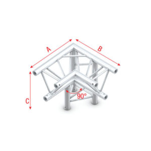 Corner 90° down right, apex down Angolo 90 gradi + apice inferiore destro giù connettori inclusi