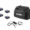 EUROLITE Set 4x AKKU Flat Light 3 bk + Charger + Soft-Bag