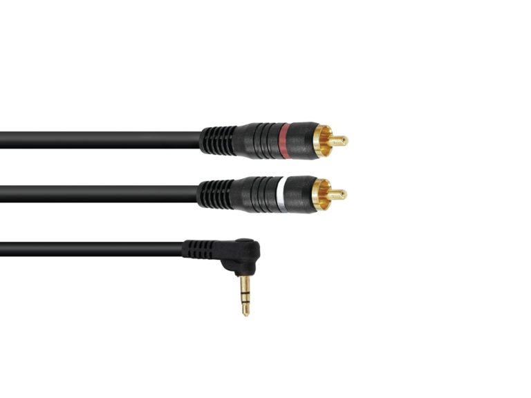 OMNITRONIC Adaptercable 3.5 Jack 90°/2xRCA 1.5m bk