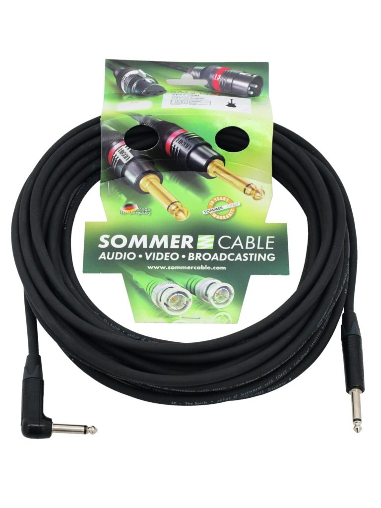 SOMMER CABLE Jack cable 6.3 mono 1x 90° 10m bk Neutrik