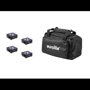 EUROLITE Set 4x AKKU Flat Light 3 bk + Soft-Bag