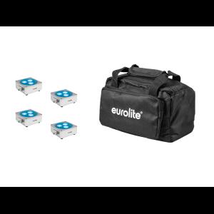 EUROLITE Set 4x AKKU Flat Light 3 sil + Soft-Bag