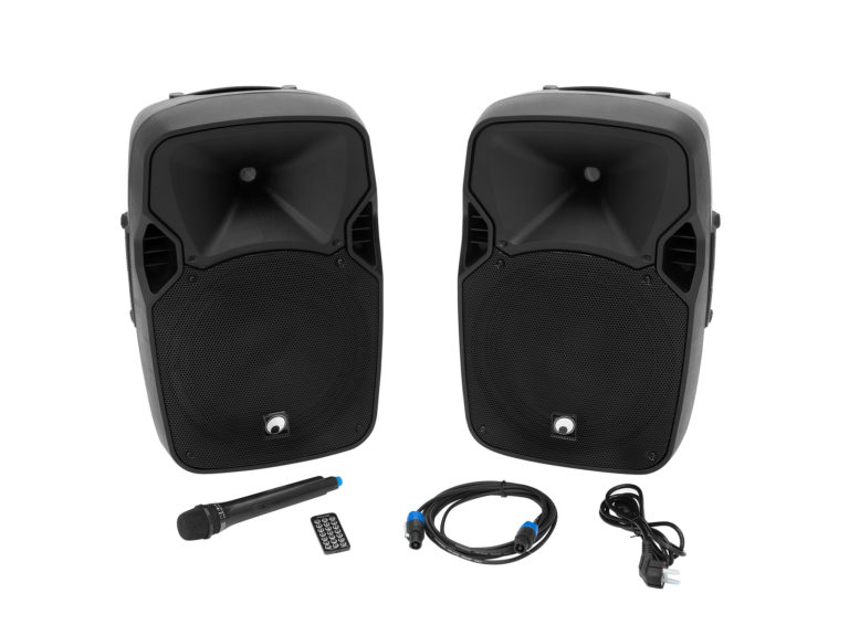 OMNITRONIC XFM-212AP Active 2-Way Speaker Set with Wireless Micr