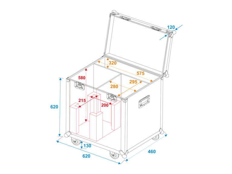 ROADINGER Flightcase 2x LED PFE-250